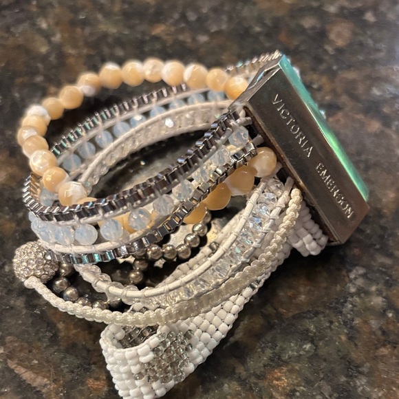Victoria Emerson White and Silver Beaded Bracelet Set - Picture 4 of 4